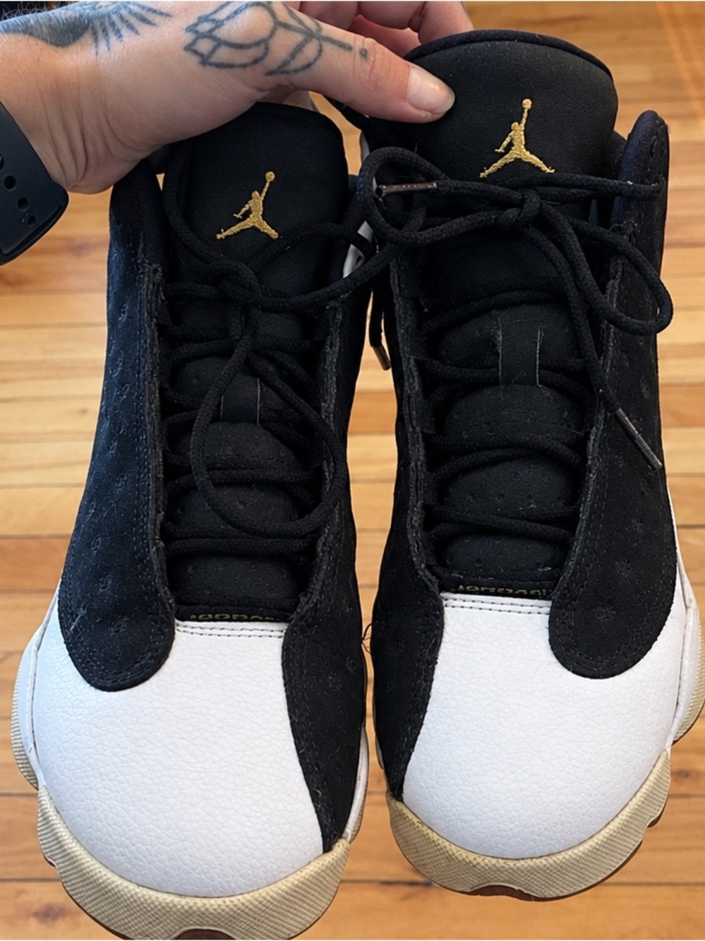 Air Jordan 13 Retro Black/White with Gold -Sneakers